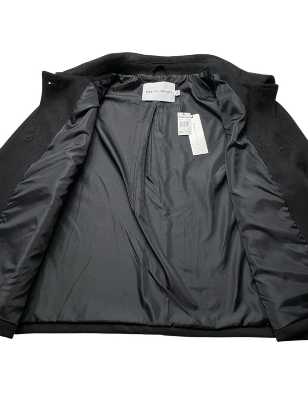 NWT Rebecca Minkoff Black Faux Suede Cropped Button Jacket • Size Large - Picture 3 of 11